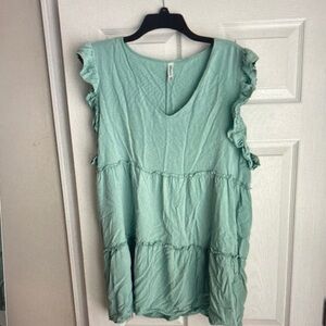 Zenana Outfitters Ruffled Tunic Top - Light Green